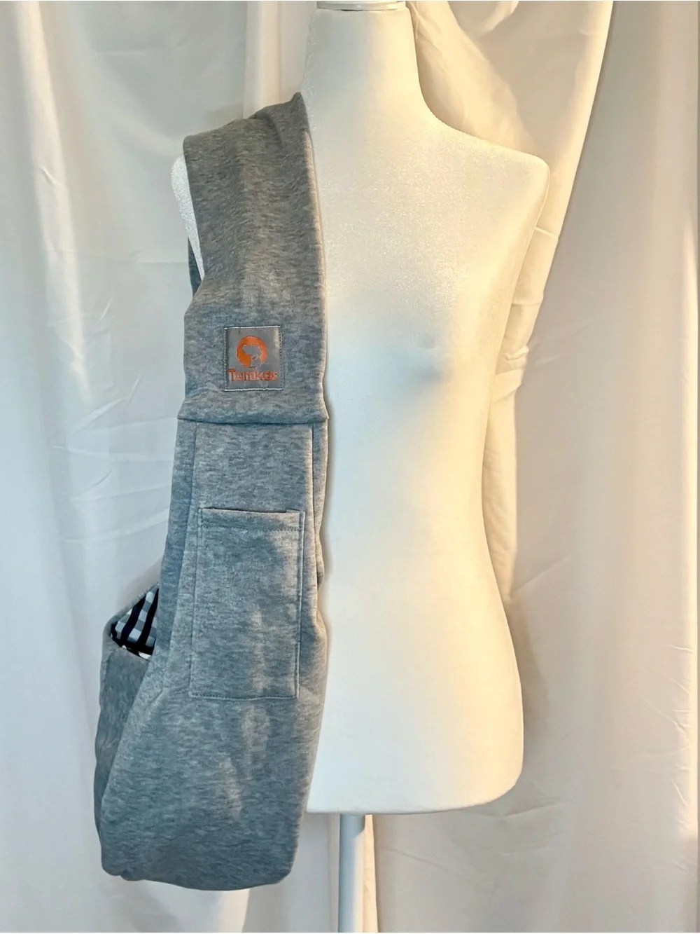 Tomkas Pet Sling Carrier 0-10lbs Grey Safety Clip Pocket Dog Cat Crossbody Soft
